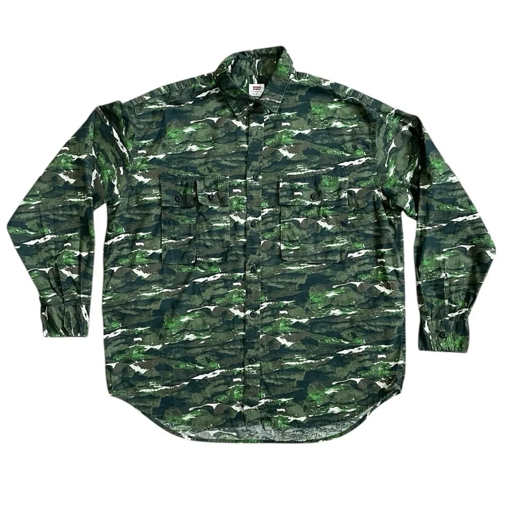Levi's Military Army Forest Camo Soldier Paratroopers Field Hunting Shirt Large